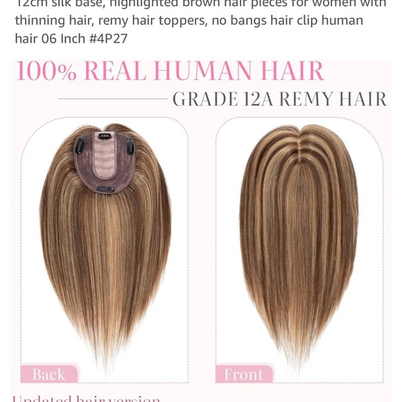 Rich Choices Hair toppers real human hair, highlighted brown remy hair toppers - Picture 4 of 5